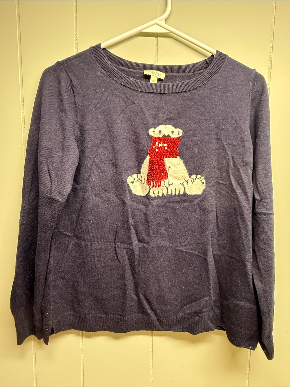 Navy Sweater with Polar Bear and Red Scarf